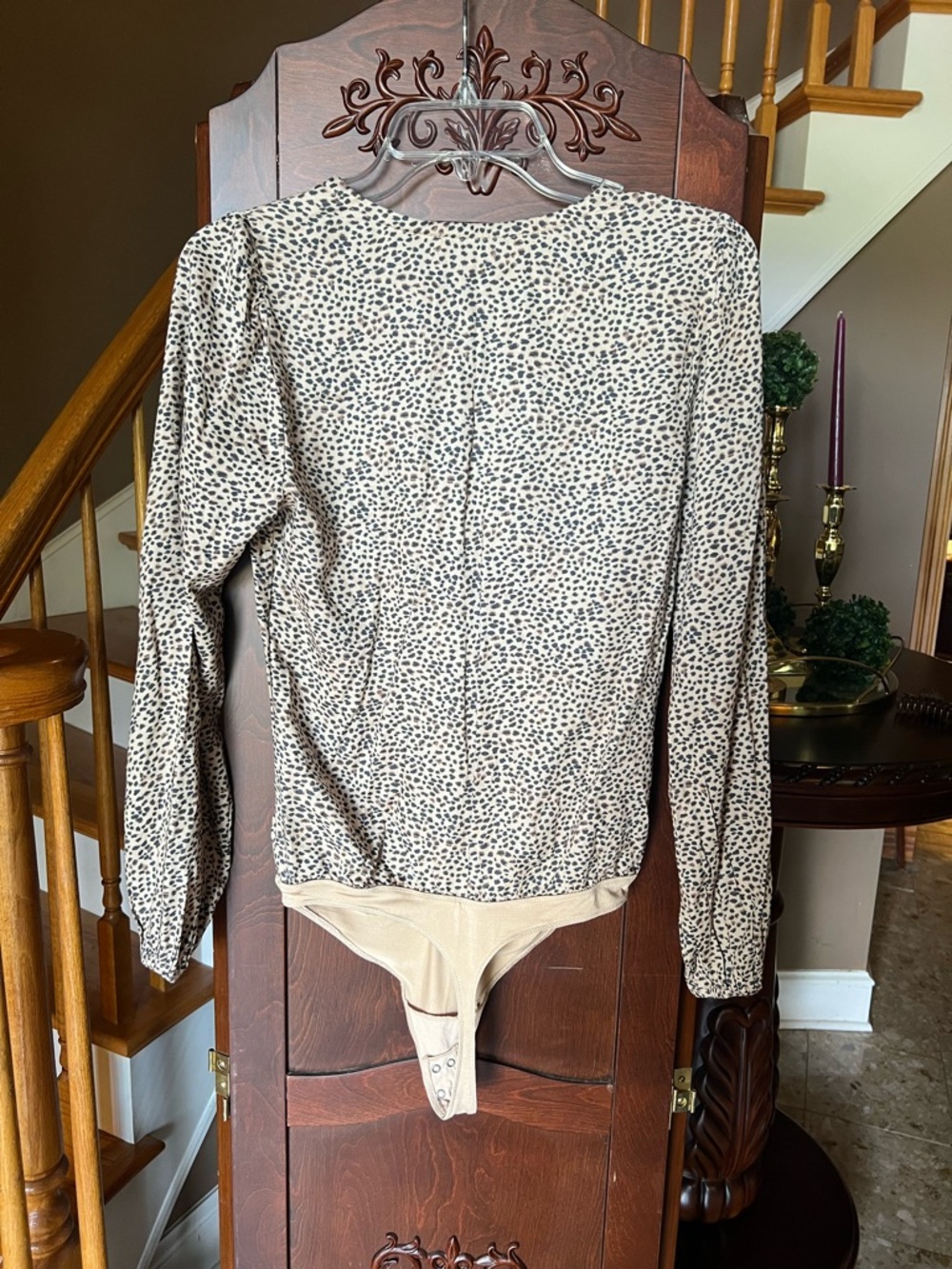 Abercrombie & Fitch NEW Cheetah Tie Front Long Sleeve Bodysuit Mobwife Size S - Picture 5 of 6